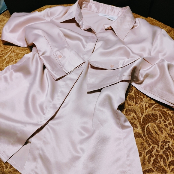 🌷🩷🌷 Gorgeous Baby Petal Powder Pink Silky Soft Satin Blouse Top - 16 - Picture 8 of 16